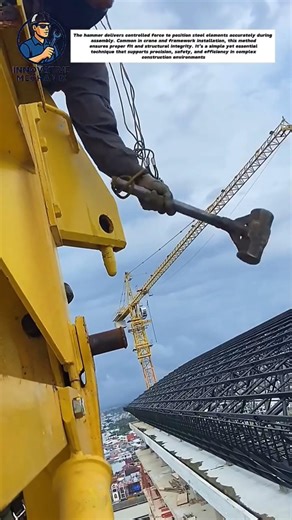 High-Rise Steel Work: Hammer Alignment on Crane Structure
