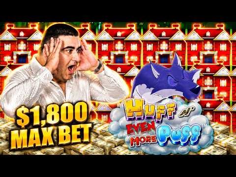 $1,800 Max Bet MANSION BONUS On Huff N Puff Slot Machine