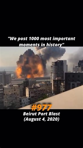 World History on Instagram: "On August 4, 2020, the city of Beirut was shaken by one of the largest non-nuclear explosions in modern history. What began as a small fire inside Warehouse 12 quickly turned into a catastrophe that devastated an entire city. At 6:07 PM, a massive explosion erupted from the port, sending a shockwave across Beirut. Buildings were flattened, windows shattered miles away, and the mushroom cloud stunned the world. Residents thought it was an earthquake — others thought i