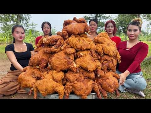 Amazing cooking crispy giant fried chicken with yummy sauce recipe | Amazing video