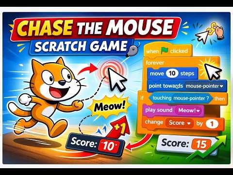 Scratch Chase the Mouse Game | Easy Scratch Coding Project for Kids (Variables + Touching Block)