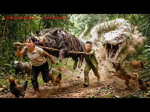 72 Hours of Terror: Giant Python Attacks During 100kg Wild Boar Hunt | Roast Pork Feast! No Escape!🐍