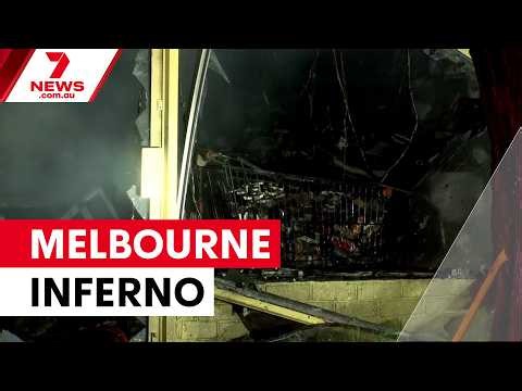 Arson investigation after massive fire destroys 20 Melbourne shops | 7NEWS