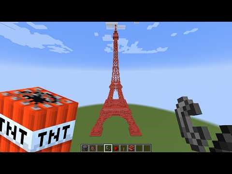 The Eiffel Tower Made Entirely of TNT in Minecraft