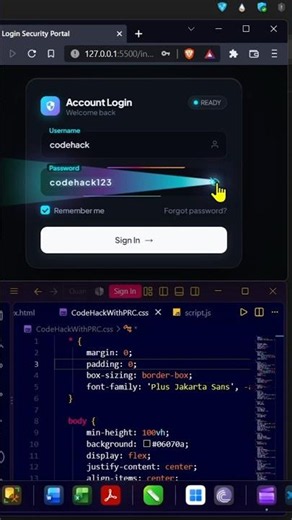🔥 Modern Animated Login Page Using HTML, CSS & JavaScript | Frontend Project #html #css #shorts
