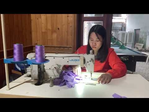 Asian woman using a single-needle sewing machine to make handmade crafts at home | Part 6