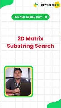 TCS NQT 2026 Series Day 16 | 2D Matrix Substring Search (Word Search)