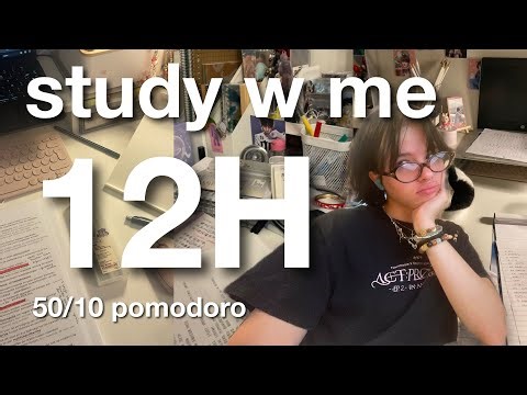study with me live: 12 hours (real sounds, no music, 50/10 pomodoro technique) 🌷