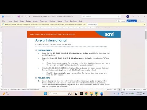 Shelly Cashman Excel 2019 | Module 3: End of Module Project 2 Avero International