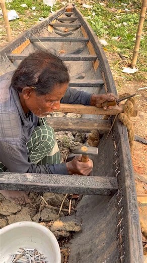 Restoring an Old Wooden Boat | Traditional Village Boat Repair. 😱 #amazing