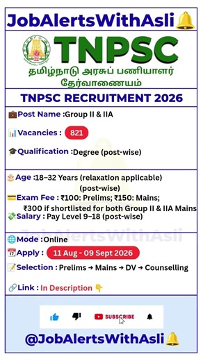 🚨TNPSC Group 2 & 2A Recruitment 2026 | 821 Vacancies | Apply Online #EP423 #tnpsc #govtjobs