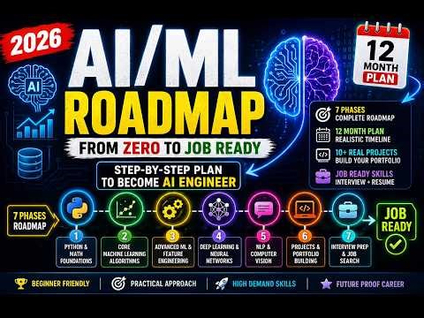 AI/ML Roadmap 2026 🔥 From Zero to Job Ready in 12 Months (No BS Guide)
