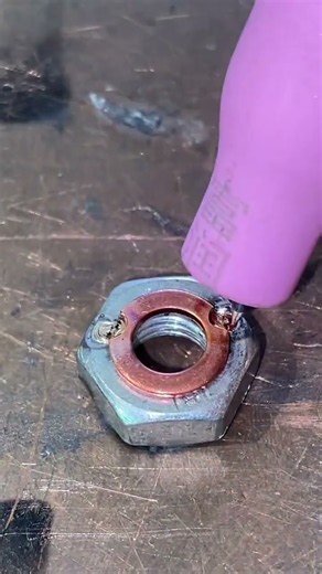 TIG Welding Copper Washer To Galvanised Nut!