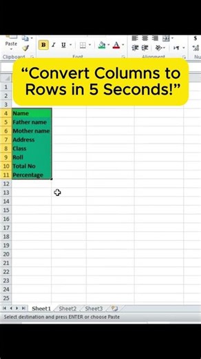 “How to Transpose Data in Excel in Seconds | Excel Trick #shorts #microsoftexcel