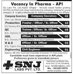 Snj Labs Job vacancy for Production Quality ADL Civil R&D department check now