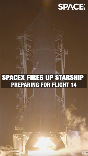 SpaceX fires up Starship 🚀 Flight 14 Single Engine Test #spacex #starship #flight14 #shorts