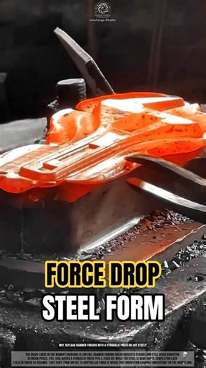 Hydraulic press forging finishes steel in 10 seconds vs manual hammer #forging