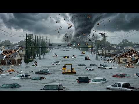 Storm Chaos in Texas! Giant Tornado, Severe Floods Devastating Stockton, Midland