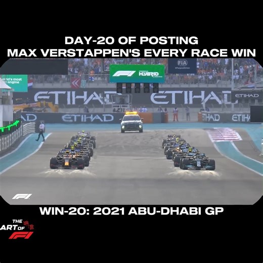 THE.ART.OF.F1 on Instagram: "Max Verstappen’s victory at the 2021 Abu Dhabi Grand Prix was one of the most dramatic and controversial moments in Formula 1 history, sealing his first World Championship. For most of the race, Max chased Lewis Hamilton, who controlled the lead after an early overtake at the start, but a late safety car caused by Nicholas Latifi’s crash completely changed the outcome. Red Bull pitted Verstappen for fresh soft tyres, while Hamilton stayed out on worn hards, and a las