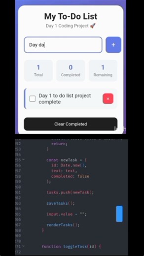 Day 1/30: I Built a To-Do List App Using HTML CSS JavaScript 🚀