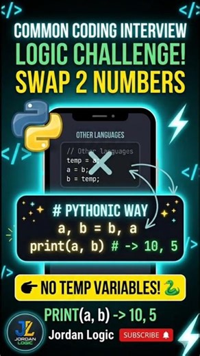 Cracking Python Interviews: The "No Temp" Swap Trick! 💼