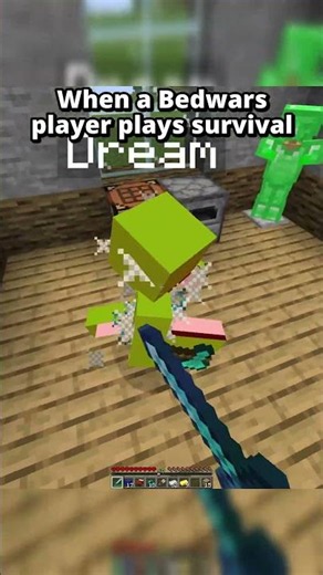 Bedwars Player Plays Survival Minecraft 😂 #minecraft