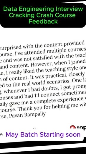 Data Engineering Interview Questions Crash Course Course 2026- Feedback #dataengineeringcourse