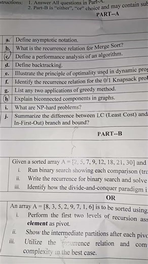Algorithm design and analysis ✨ | Top question paper | B.Tech (CSD(DS)) #Short