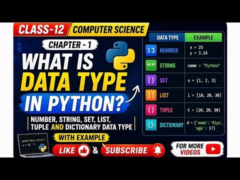 Class-12| Computer science| Chapter -1 | Data Type in python (@EnhanceCodeLearning 