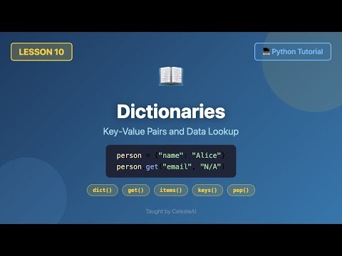 Learn Python Dictionaries - get(), items(), pop(), Comprehensions (Tutorial #10)