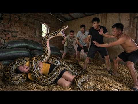 Giant Python Attack in Farm House – Dramatic Rescue at the Last Second! 🐍😱