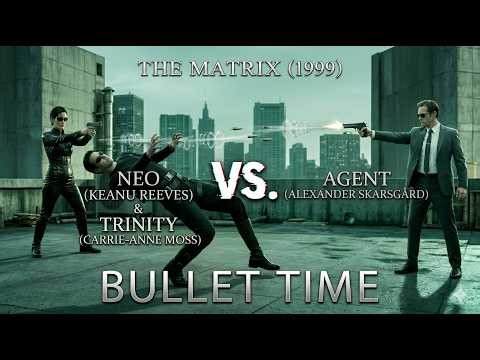 Keanu Reeves & Carrie-Anne Moss | Neo & Trinity vs Agent: "Dodge This" Bullet Time The Matrix 1080p