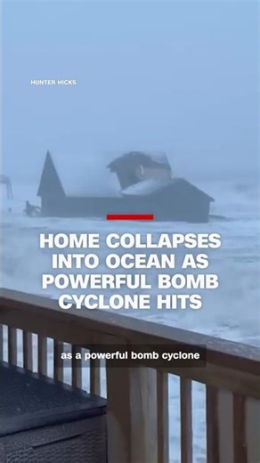 Home collapses into ocean as powerful bomb cyclone hits