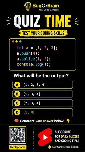 JavaScript array splice challenge: push first, remove items, then guess the final output.