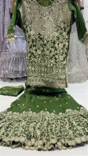💚 Dark Green Heavy Designer Farshi Dress ✨ #shorts #dress