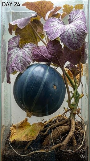 Purple Watermelon Life Cycle 🟣 Seed to Harvest (Inside Glass)