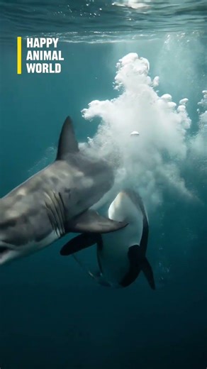 Shark vs Orca… This Was Brutal 🦈 #shark #orca #killerwhale #animalbattle #ocean #wildlife #predator