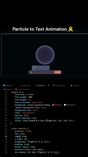 💫Particles to 3D Text Animation Using HTML, css and Javascript 🌙💫