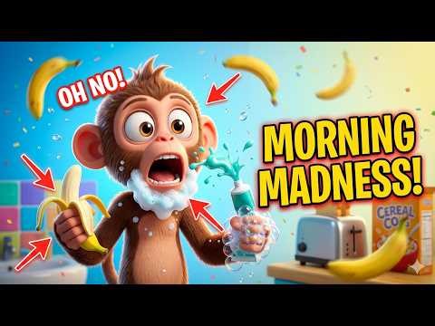 Monkey’s Morning Madness 🐒☀️ | Fun Kids Poem 🎵 | Silly Morning Routine Song!