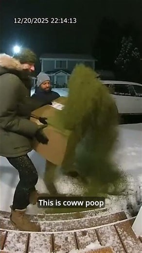 Snowy Night Amazon Thieves Trigger a Cow Poop Trap Explosion #DoorbellFails