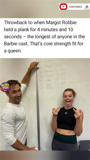 Margot Robbie’s 4-Minute Plank Was the Longest in the Barbie Cast 💪🎀 #margotrobbie