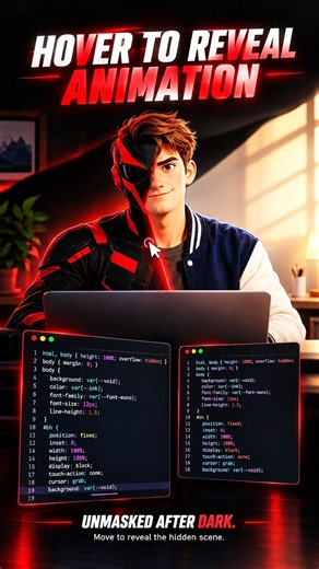 Hover to Reveal Animation in HTML CSS JS ✨