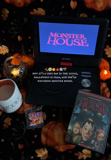 POV: It’s a cozy day in the 2000s, Halloween is near, and you’re watching Monster House 🏡🍂🖤 What's your favorite childhood Halloween movie? I have soooo many, but Monster House 2006 is among my favsss. 🥹😍 #fallnostalgia #autumnvibes #halloweennostalgia #halloweeniscoming #spookyseason {monster house movie aesthetic, halloween aesthetic, portable dvd player 2000s fall, halloween vibes aesthetic, monster house dvd menu, halloween movies to watch, 2000s nostalgia childhood}