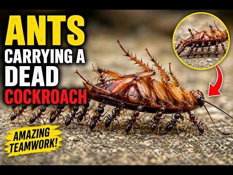 Amazing Ant Teamwork | Carrying a Giant Cockroach