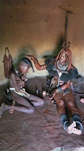 Haircare without Water ❌️💧(Incense Perfume & Animal Fat) #hairstyle #nowater #himba #tribe #namibia