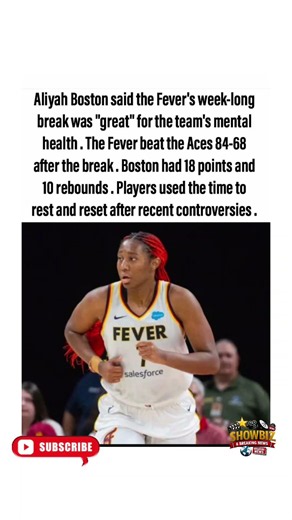 Aliyah Boston: Break Was 'Great' for Fever's Mental Health. #shorts #viral #foryou #news