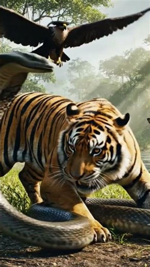 Tiger Attacks a Giant Snake in the Jungle | Wild Nature Battle||#tiger #wildlife