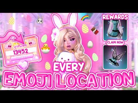 *NEW CODES!! ALL 9 EMOJI LOCATIONS IN DRESS TO IMPRESS EASTER UPDATE *CODE + TUTORIAL* | Roblox