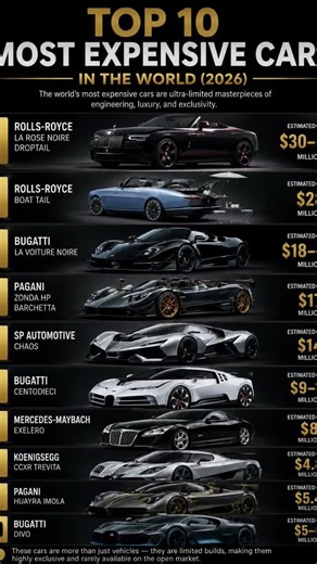 Inside the world's $30M dream machines - the 10 most expensive cars ever built.