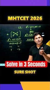 MHTCET Most Repeated Question | Inverse of Matrix by Characteristic Equation